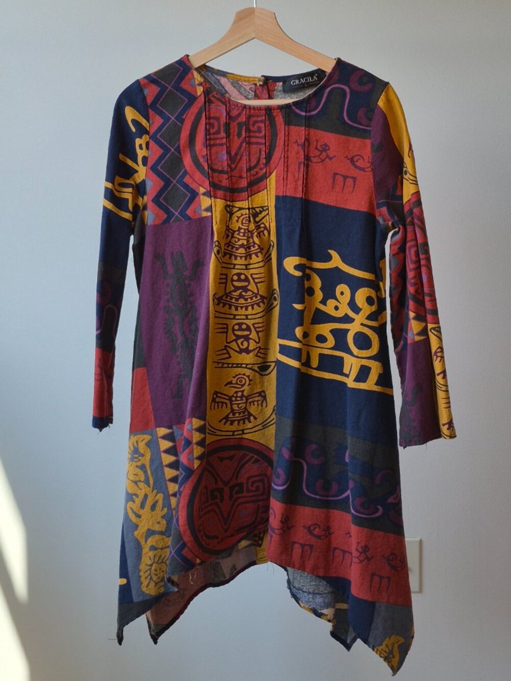 Gracila Tunic Dress Women’s L Boho Patchwork Asymmetrical Art to Wear